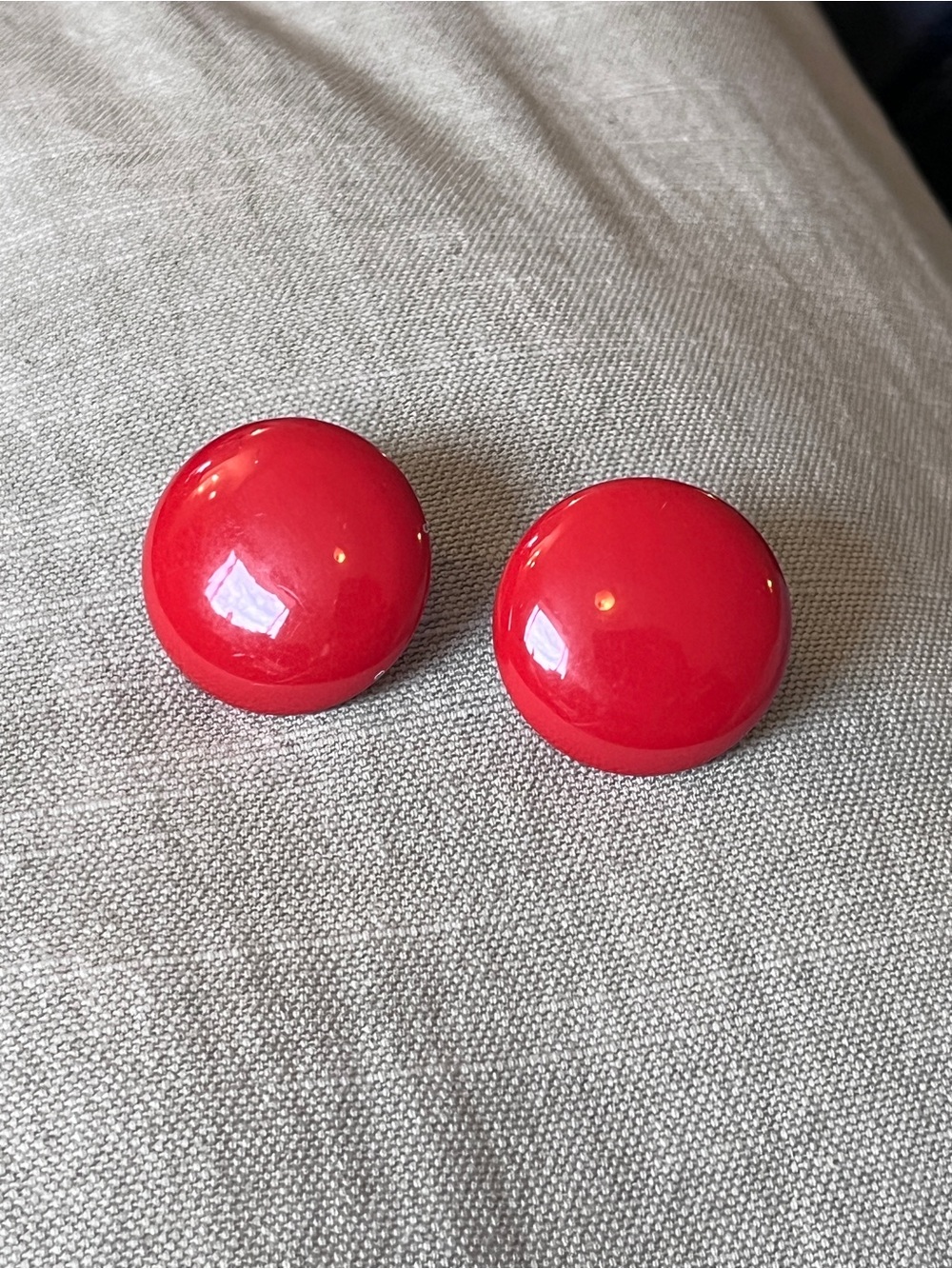 Red chunky circle earrings